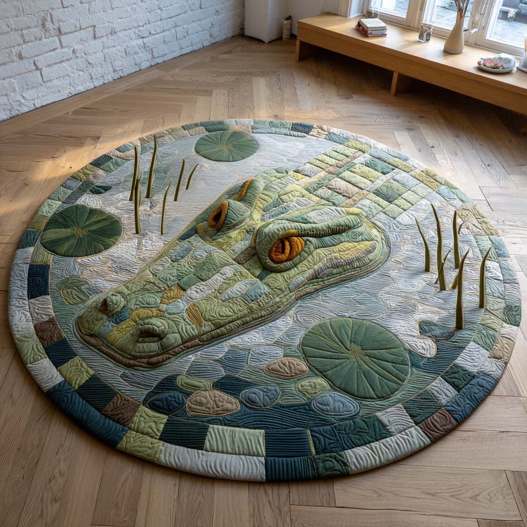 Swamp Watcher Round Mat Rug - washable non-slip printed rug