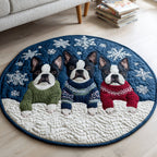 Sweater Boston Terrier Round Mat Rug - washable non-slip printed rug