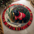 Sweater Burrow Round Mat Rug - washable non-slip printed rug