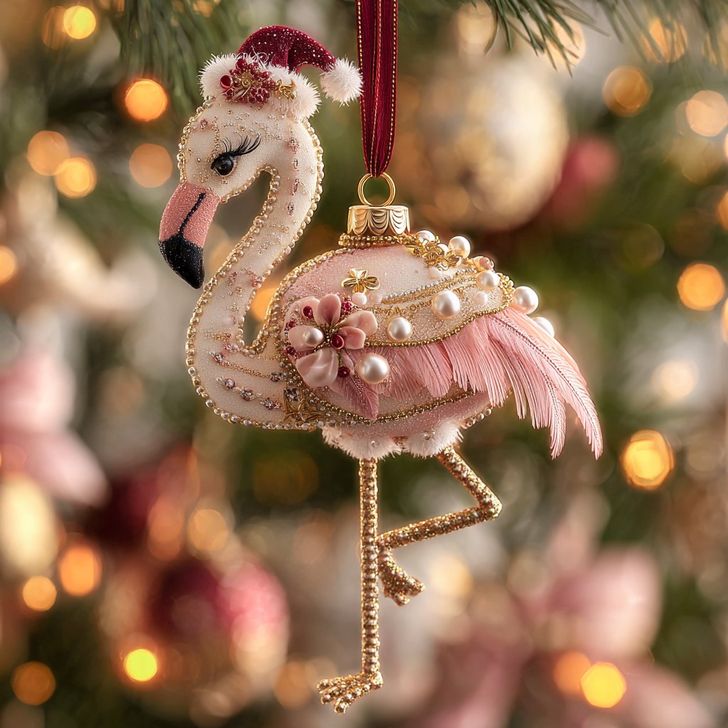 Sweet Flamingo Christmas Ornament