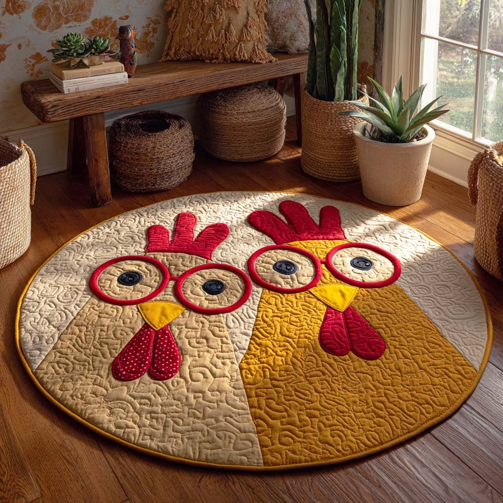 Sweet Coop Round Mat Rug - washable non-slip printed rug