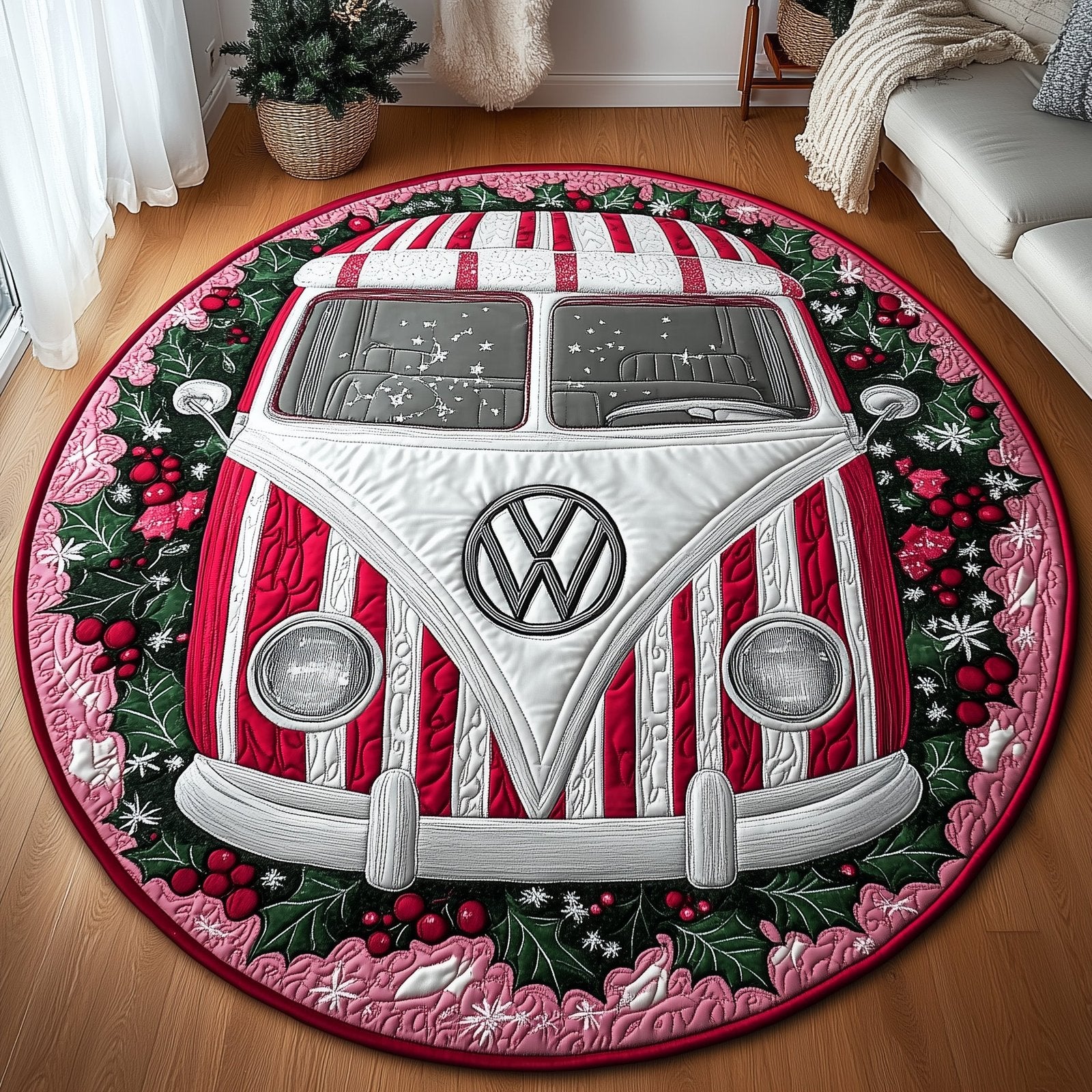 Sweet Stripe Camper Round Mat Rug - Nature Design | Serene Home Decor