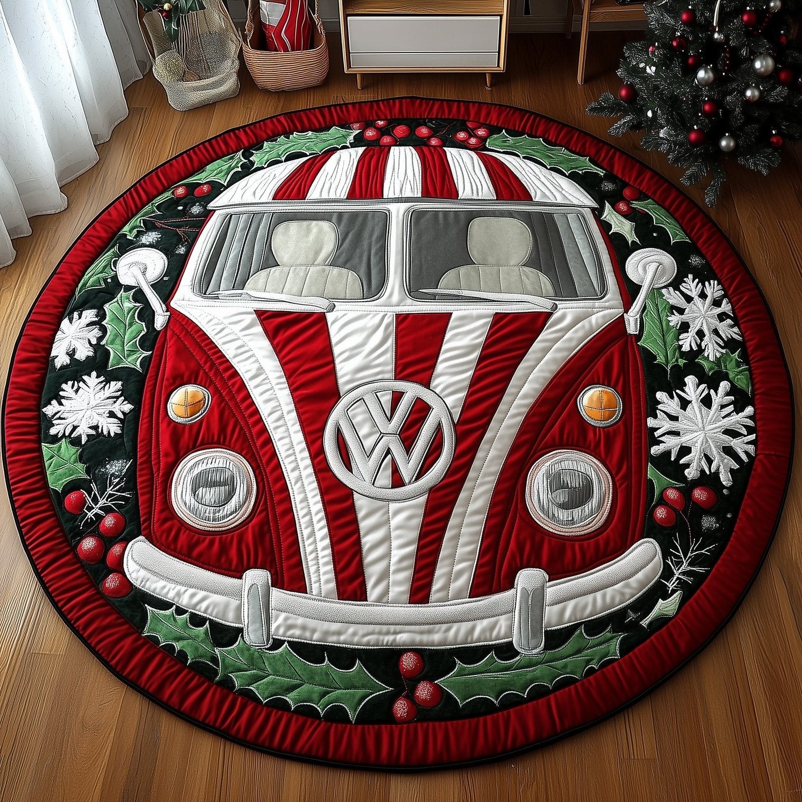 Sweet Stripe Camper Round Mat Rug - Nature Design | Serene Home Decor