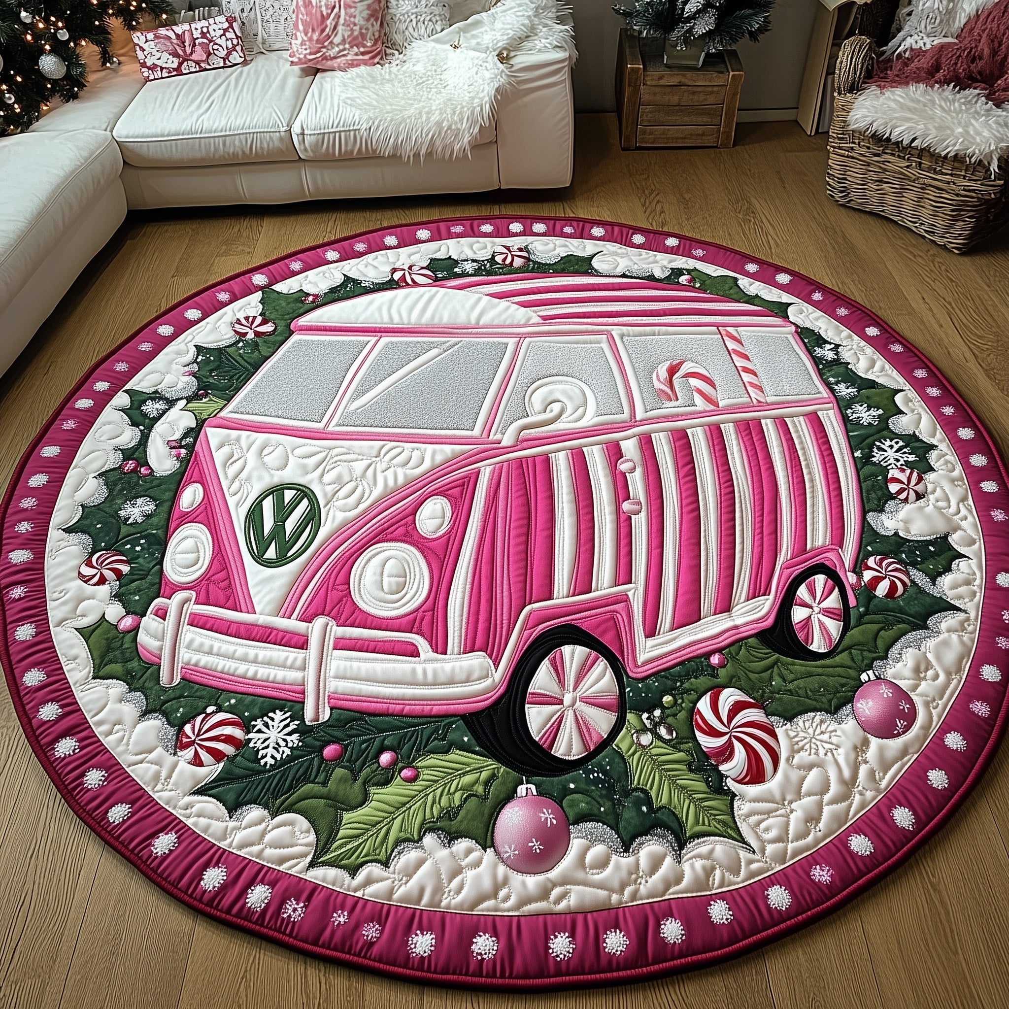 Sweet Stripe Camper Round Mat Rug GFTOTP12390
