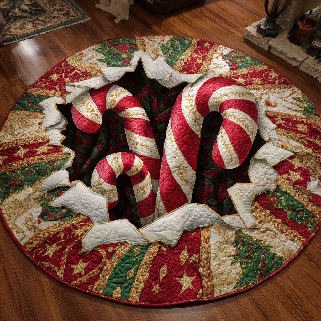 Sweet Stripes Round Mat Rug - washable non-slip printed rug