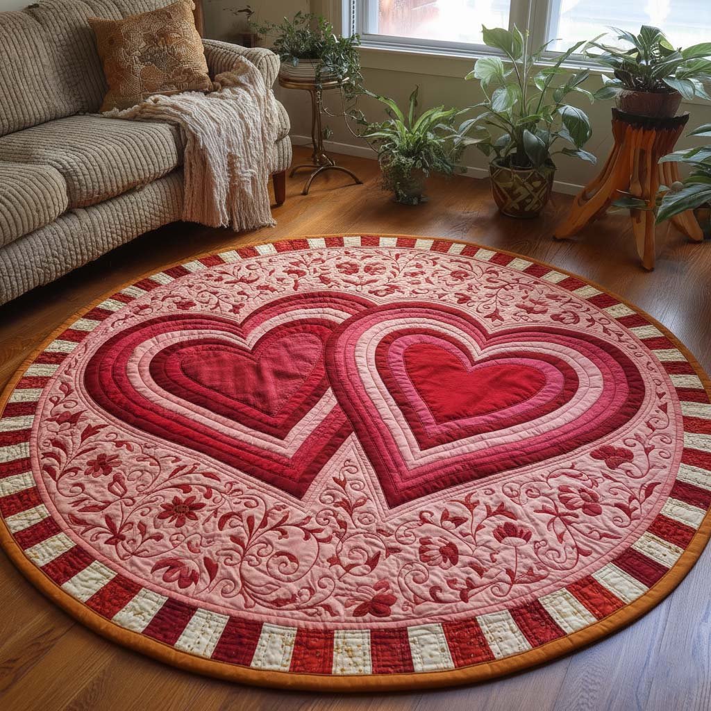 Sweet Valentine (Design 2) Round Mat Rug - washable non-slip printed rug