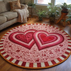 Sweet Valentine (Design 2) Round Mat Rug - washable non-slip printed rug