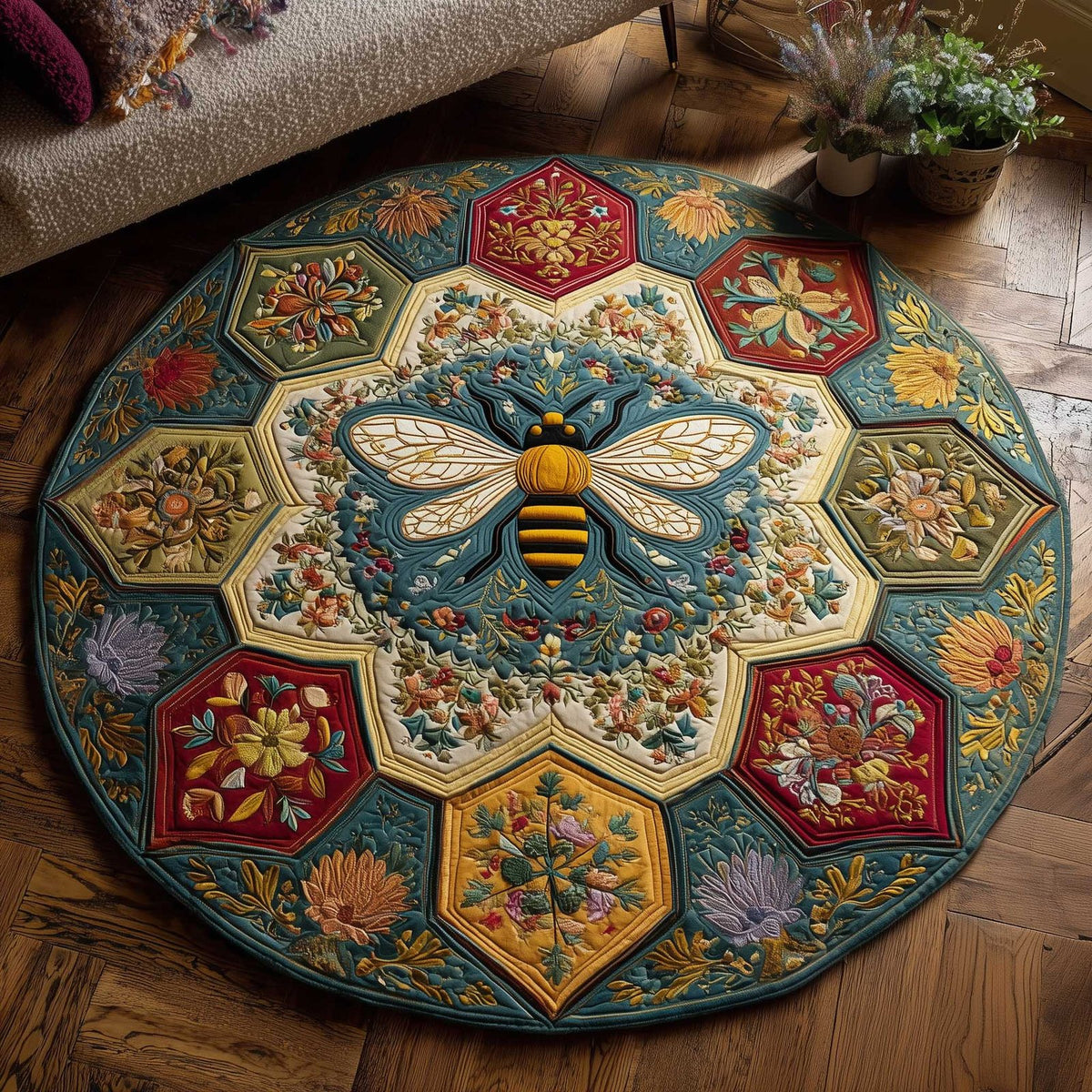 Sweet Worker Round Mat Rug - Nature Design | Serene Home Decor