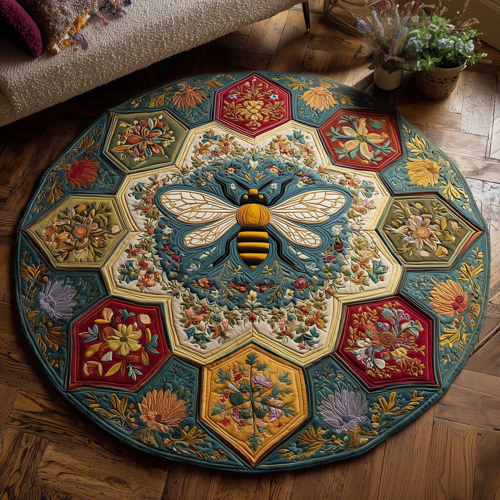 Sweet Worker Round Mat Rug - Nature Design | Serene Home Decor