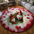 Sweetheart Gnome Hollow Round Mat Rug - washable non-slip printed rug