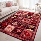 Sweetheart Patchwork area rug in a living room