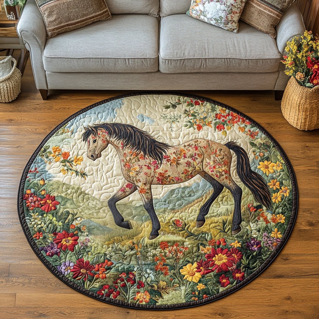 Swift Hoof Round Mat Rug - washable non-slip printed rug