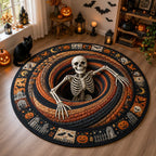 Swirling Skeleton Pit Halloween Round Mat Rug - washable non-slip printed rug