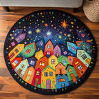 Swirling Streets Round Mat Rug - washable non-slip printed rug