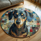 Symmetrical Dachshund Round Mat Rug - washable non-slip printed rug