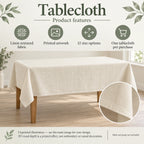 Tablecloth features guide: unprinted illustration; see main image for purchased design