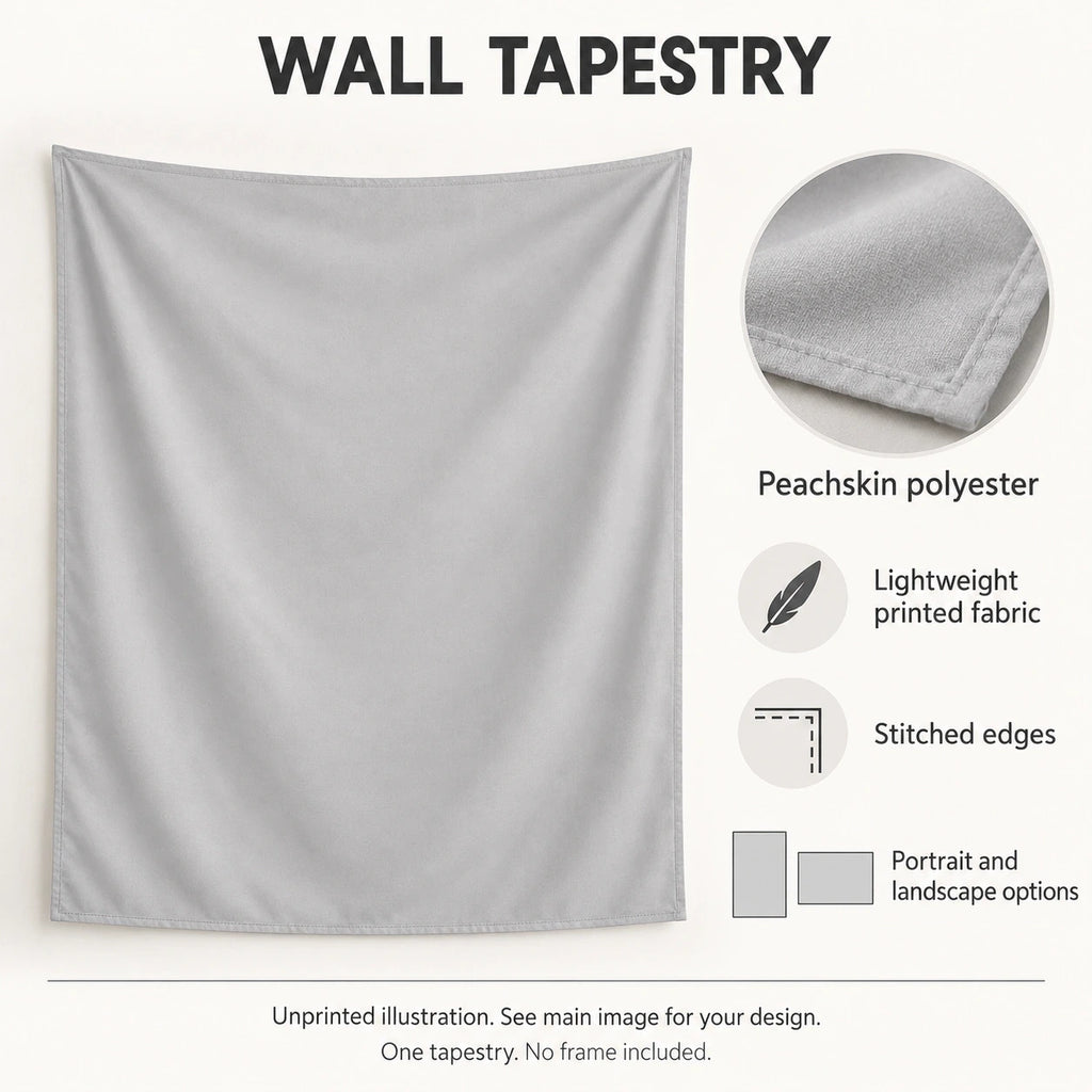 Wall Tapestry features guide: unprinted illustration; see main image for purchased design