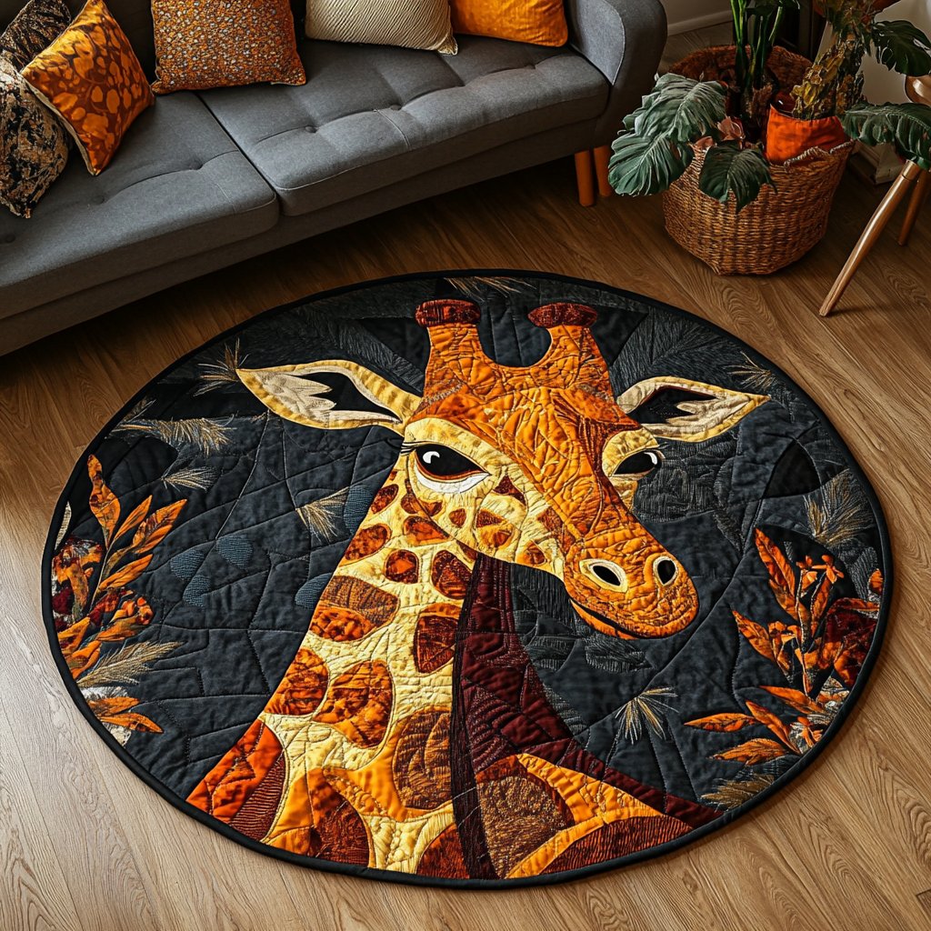 Tall Grace Round Mat Rug - washable non-slip printed rug