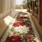 Tapestry Poinsettia Runner Carpet Runner Rug - Cute Pet Design | Animal Printed Runner Rug