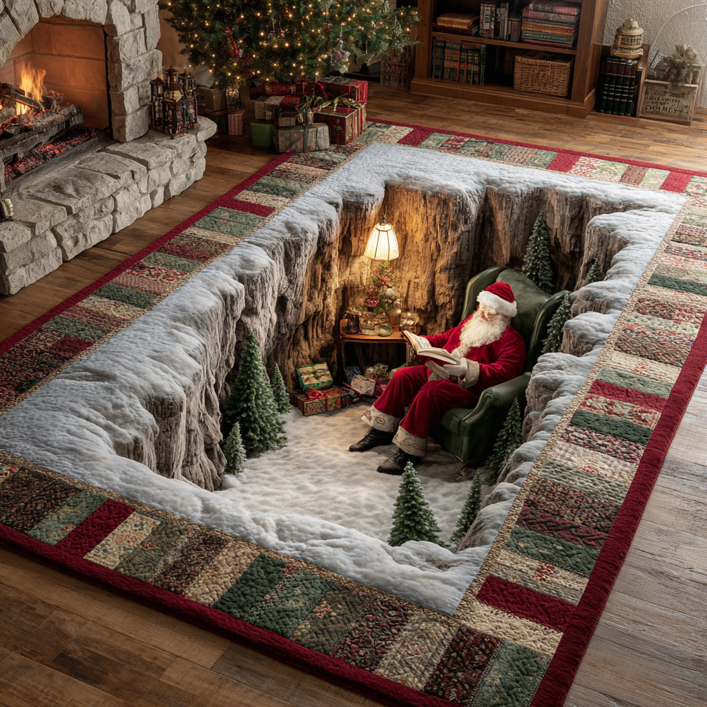 Tavern Santa Claus area rug in a living room