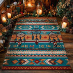Teal Canyon Weave area rug in a living room