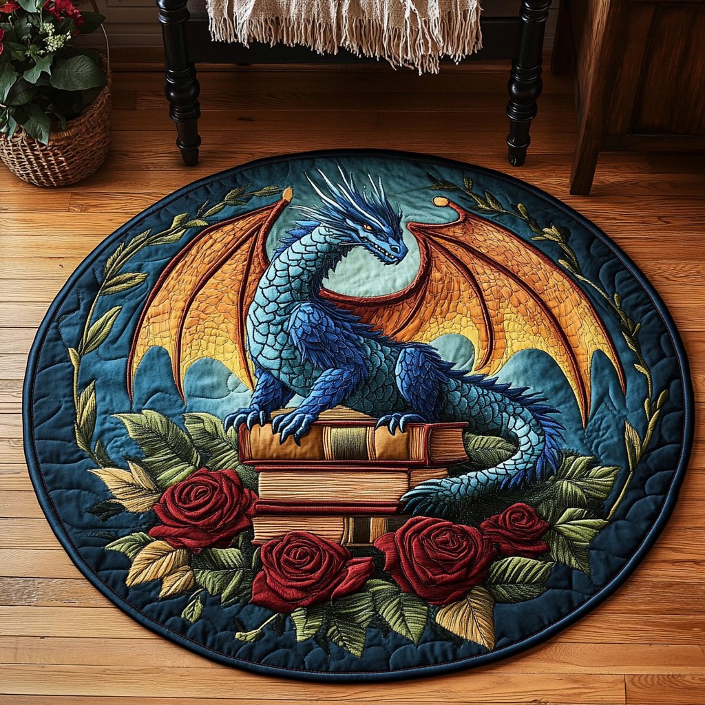 Tempest Tail Round Mat Rug - washable non-slip printed rug