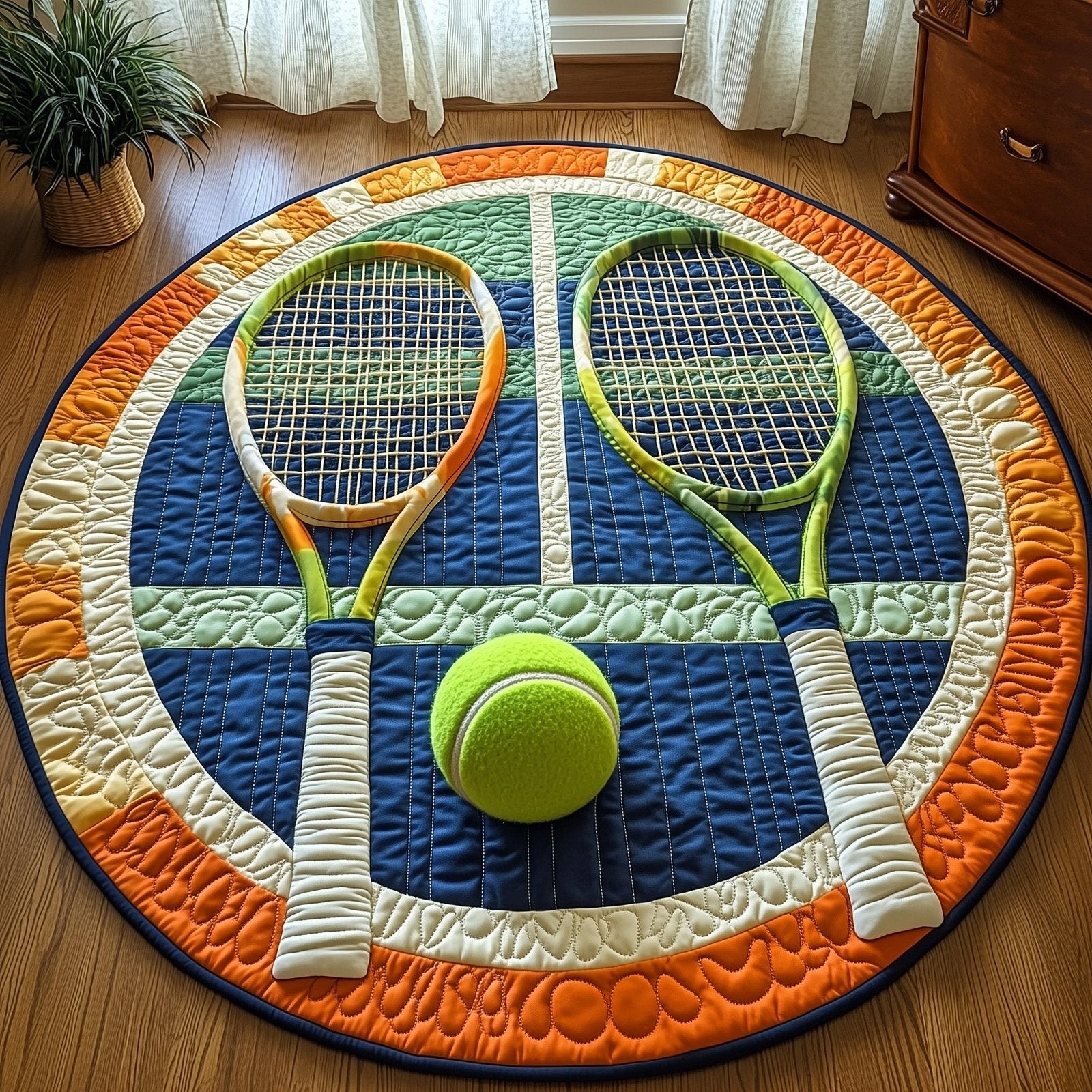 Tennis Time Round Mat Rug - Nature Design | Serene Home Decor