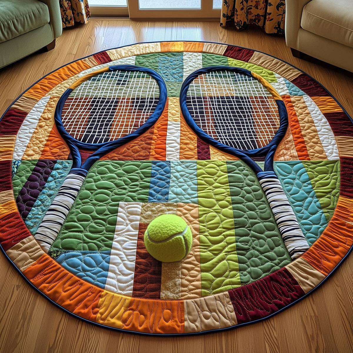 Tennis Time Round Mat Rug - Nature Design | Serene Home Decor