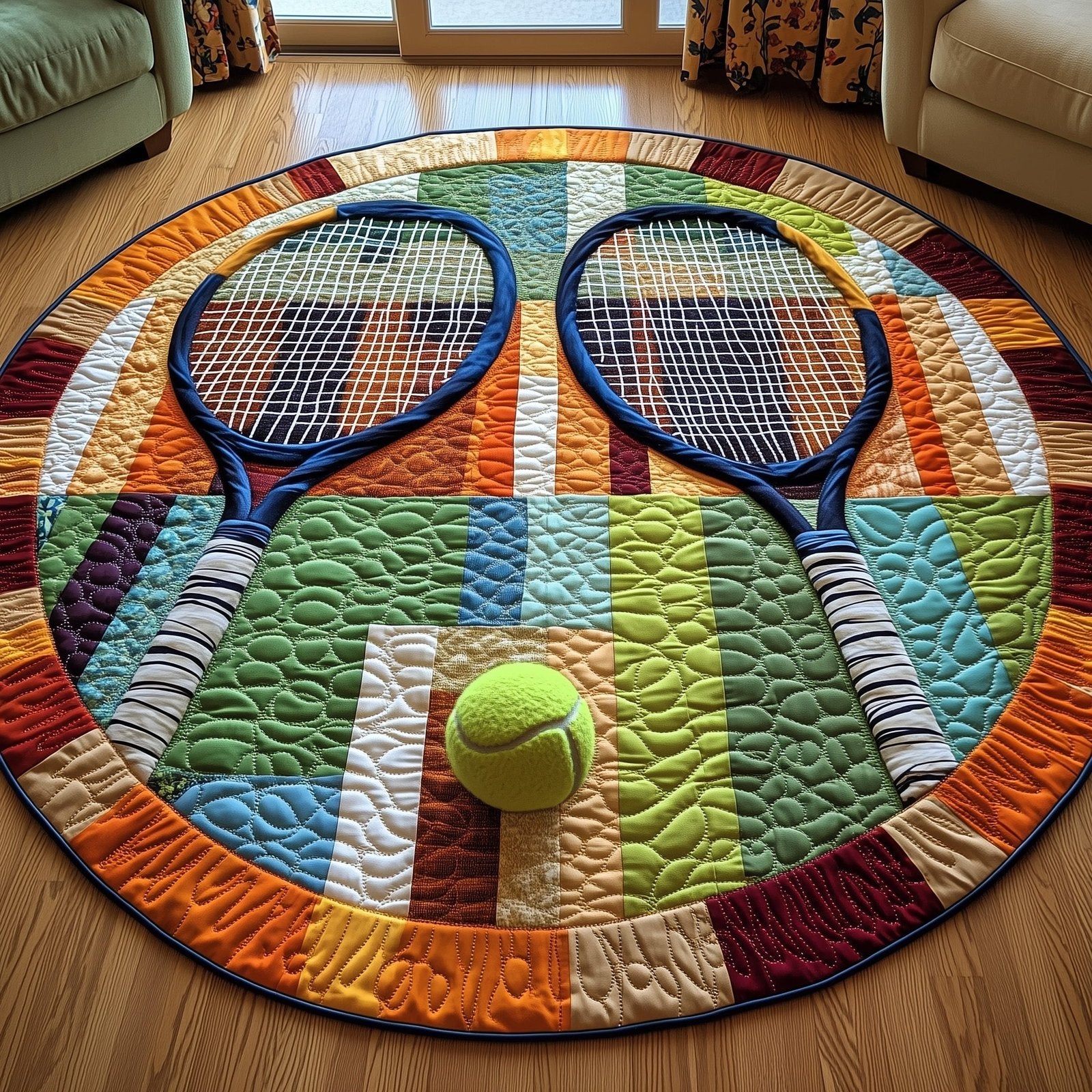 Tennis Time Round Mat Rug - Nature Design | Serene Home Decor