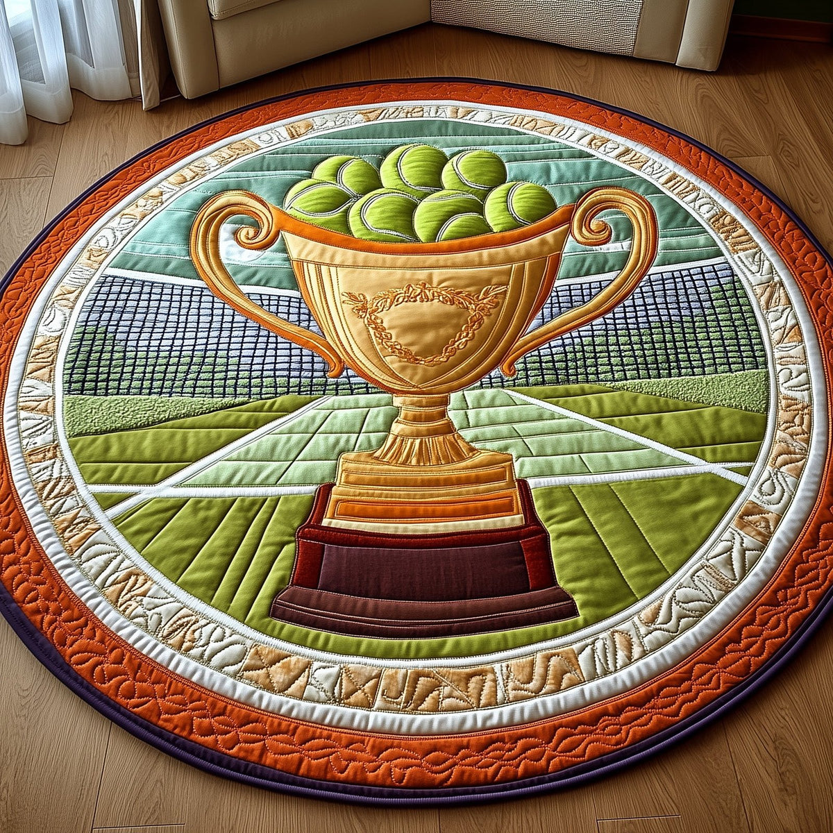 Tennis Time Round Mat Rug - Nature Design | Serene Home Decor