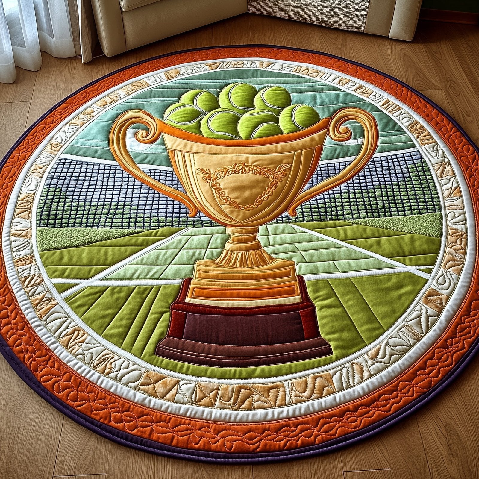 Tennis Time Round Mat Rug - Nature Design | Serene Home Decor