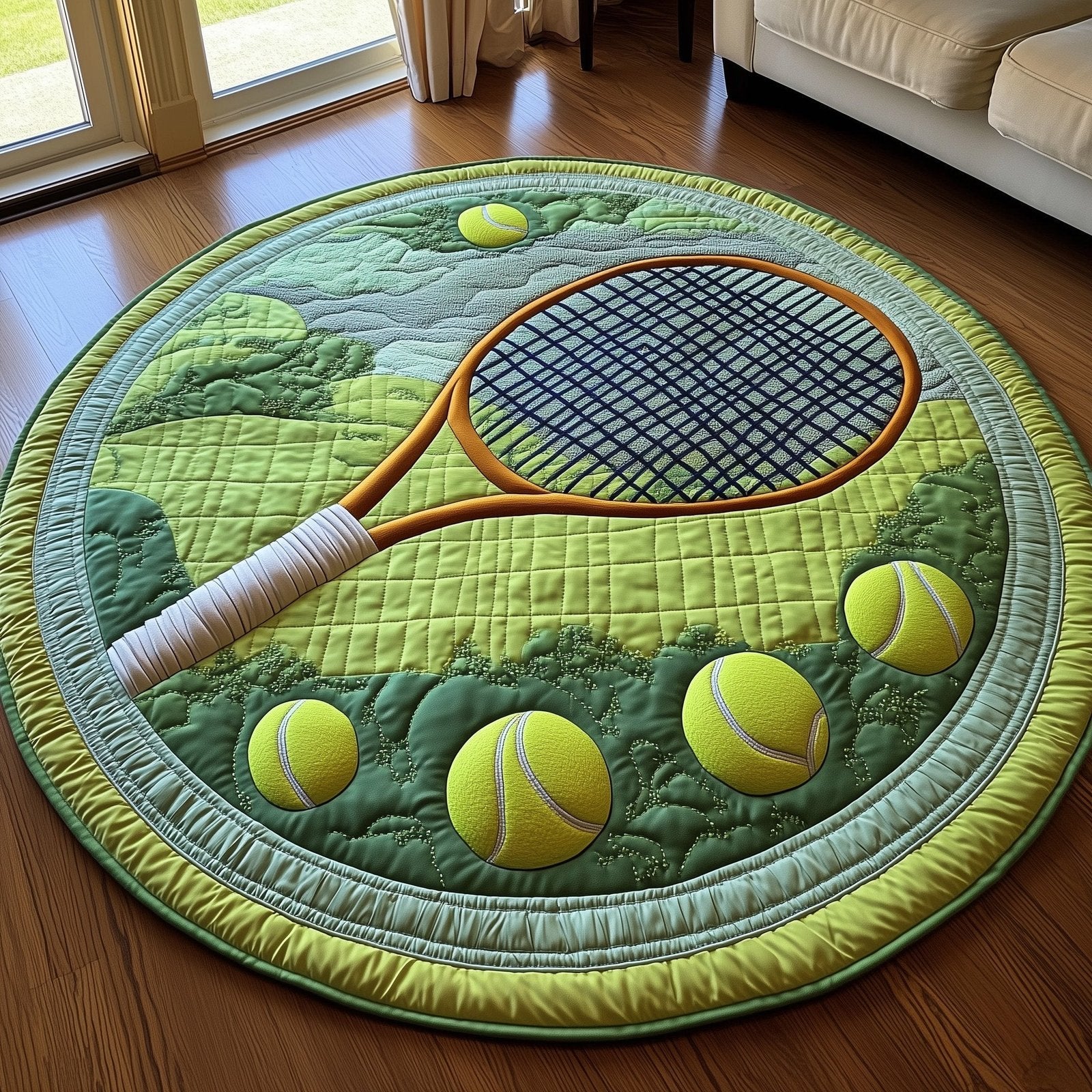 Tennis Time Round Mat Rug - Nature Design | Serene Home Decor