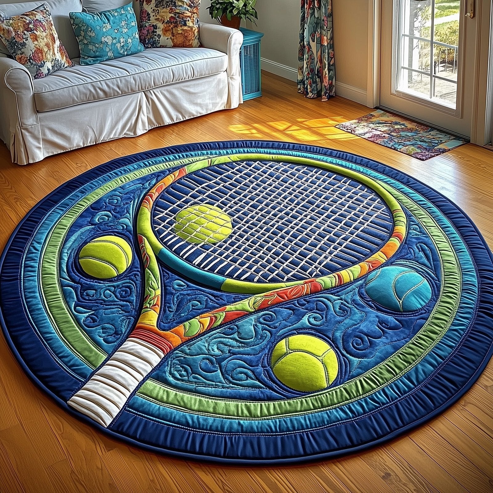Tennis Time Round Mat Rug - Nature Design | Serene Home Decor