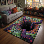 Tentacle Abyss area rug in a living room