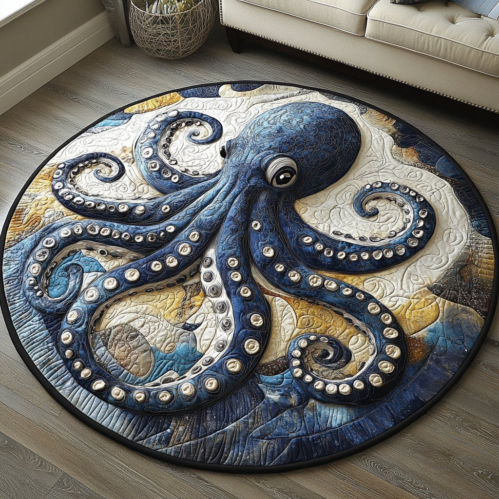Tentacle Dance Round Mat Rug - washable non-slip printed rug