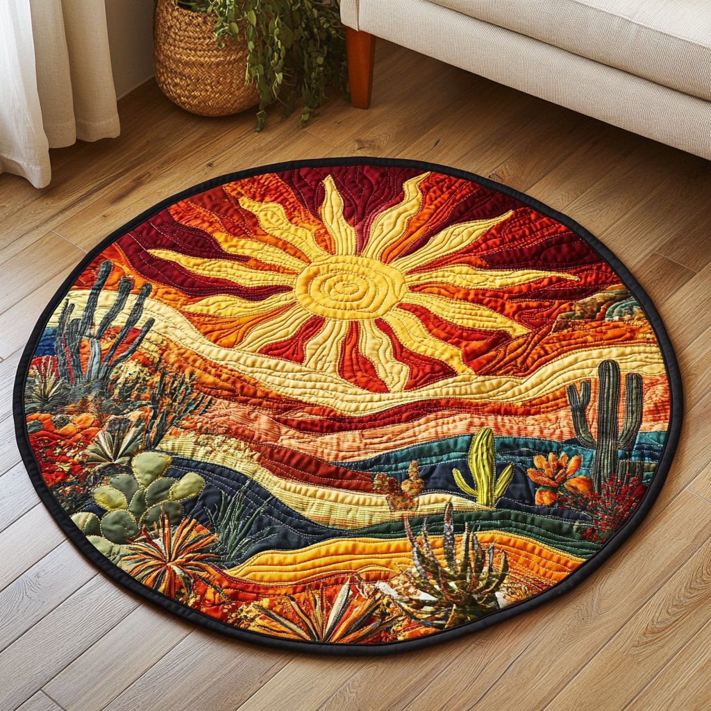 Terra Sol Round Mat Rug - washable non-slip printed rug