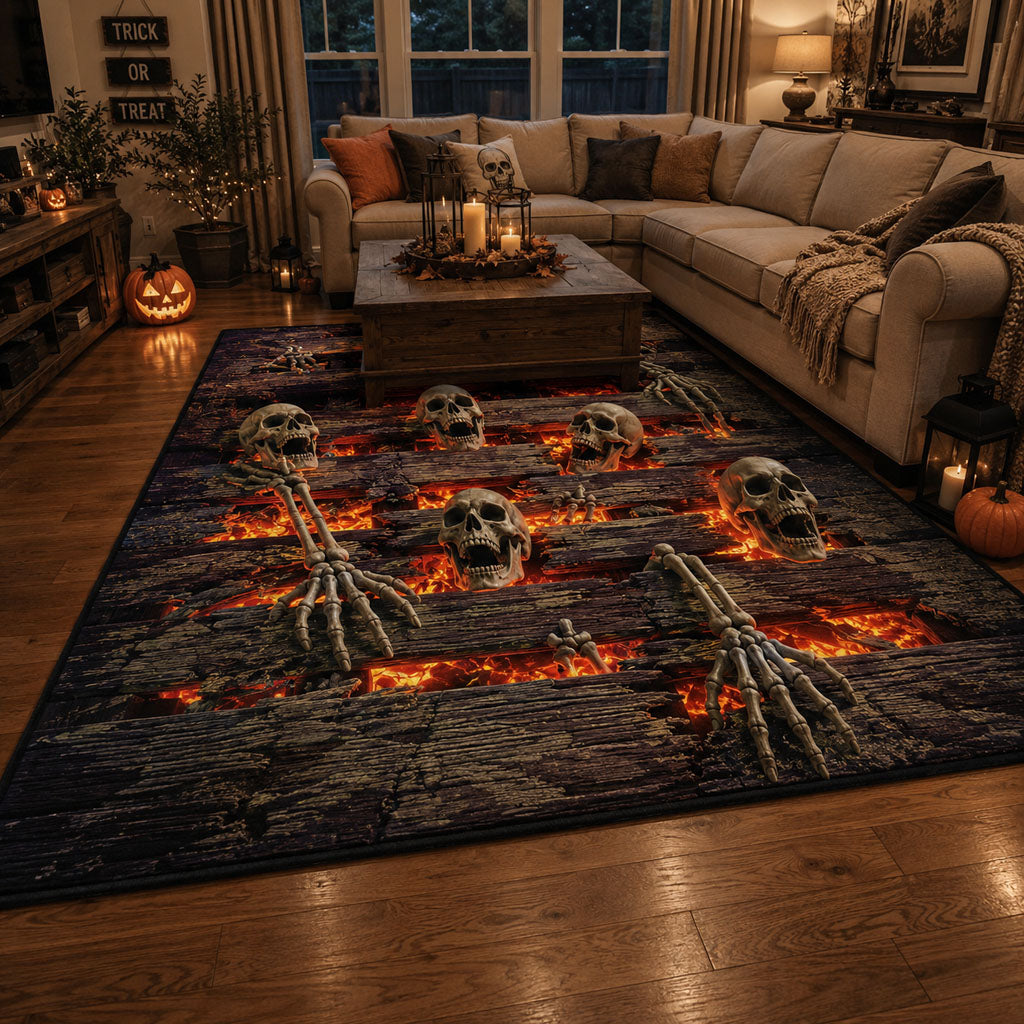 Terror Beneath area rug in a living room