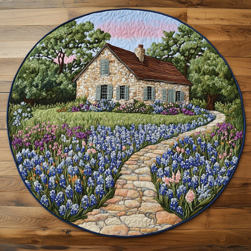 Texas Beauty Round Mat Rug - washable non-slip printed rug