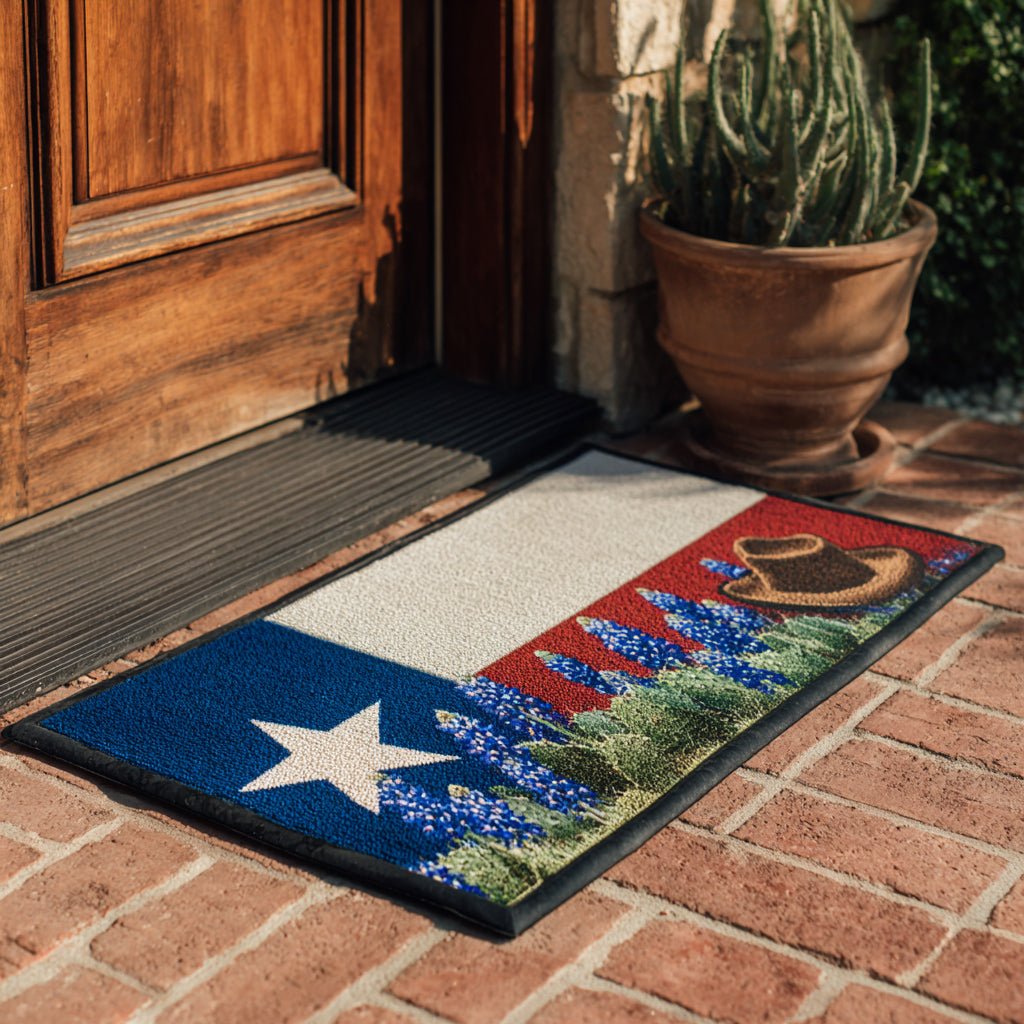 Texas Cow Country Doormat - Patriotic Design | Printed Welcome Doormat
