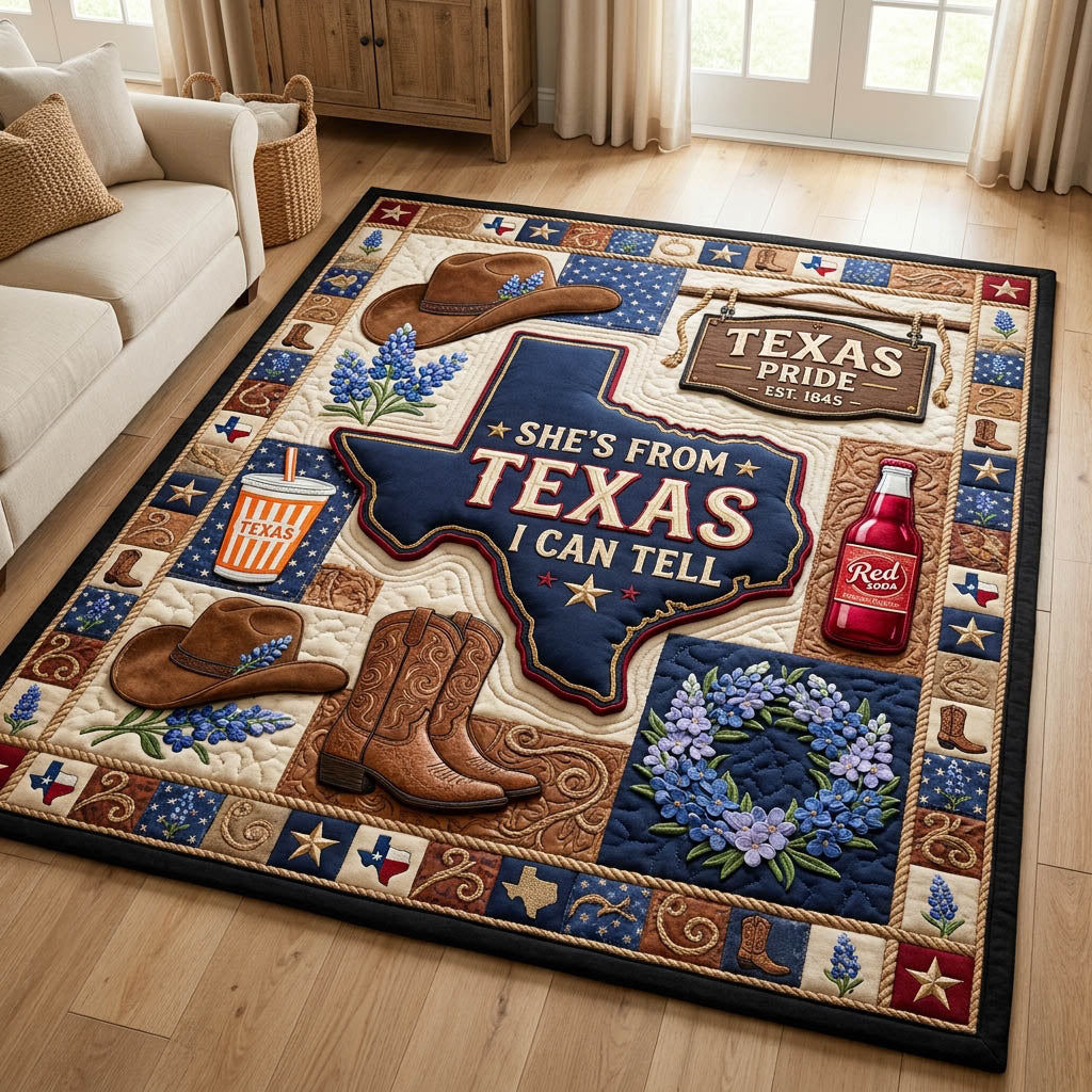 Texas Cowgirl area rug in a living room