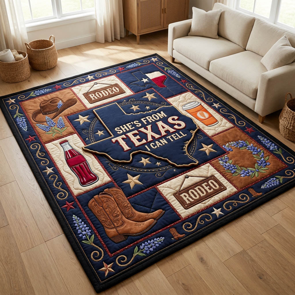 Texas Cowgirl area rug in a living room