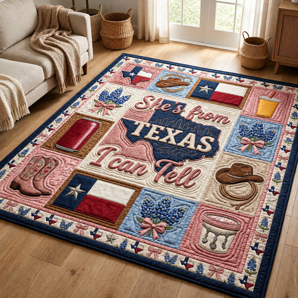 Texas Cowgirl area rug in a living room