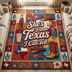 Texas Cowgirl area rug in a living room