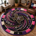 Texas Glam Swirl Round Mat Rug - Nature Design | Serene Home Decor - washable non-slip printed rug