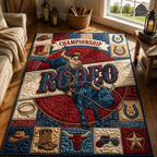 Texas Longhorn Rodeo area rug in a living room
