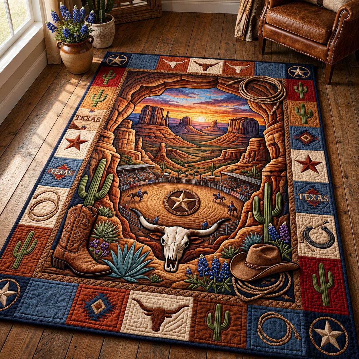 Texas Pride area rug in a living room