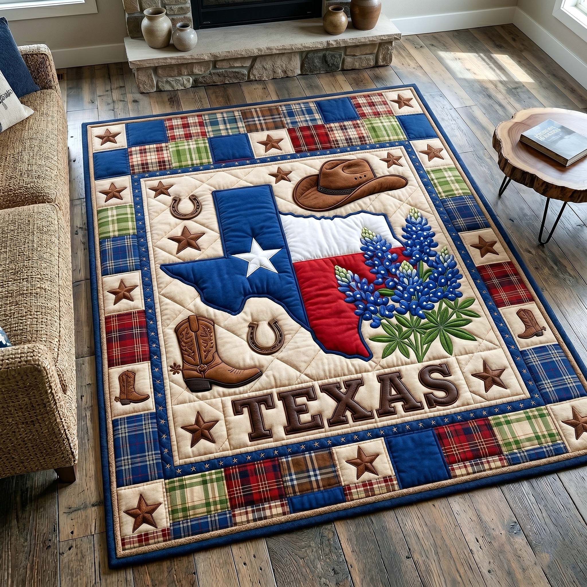 Texas Pride area rug in a living room