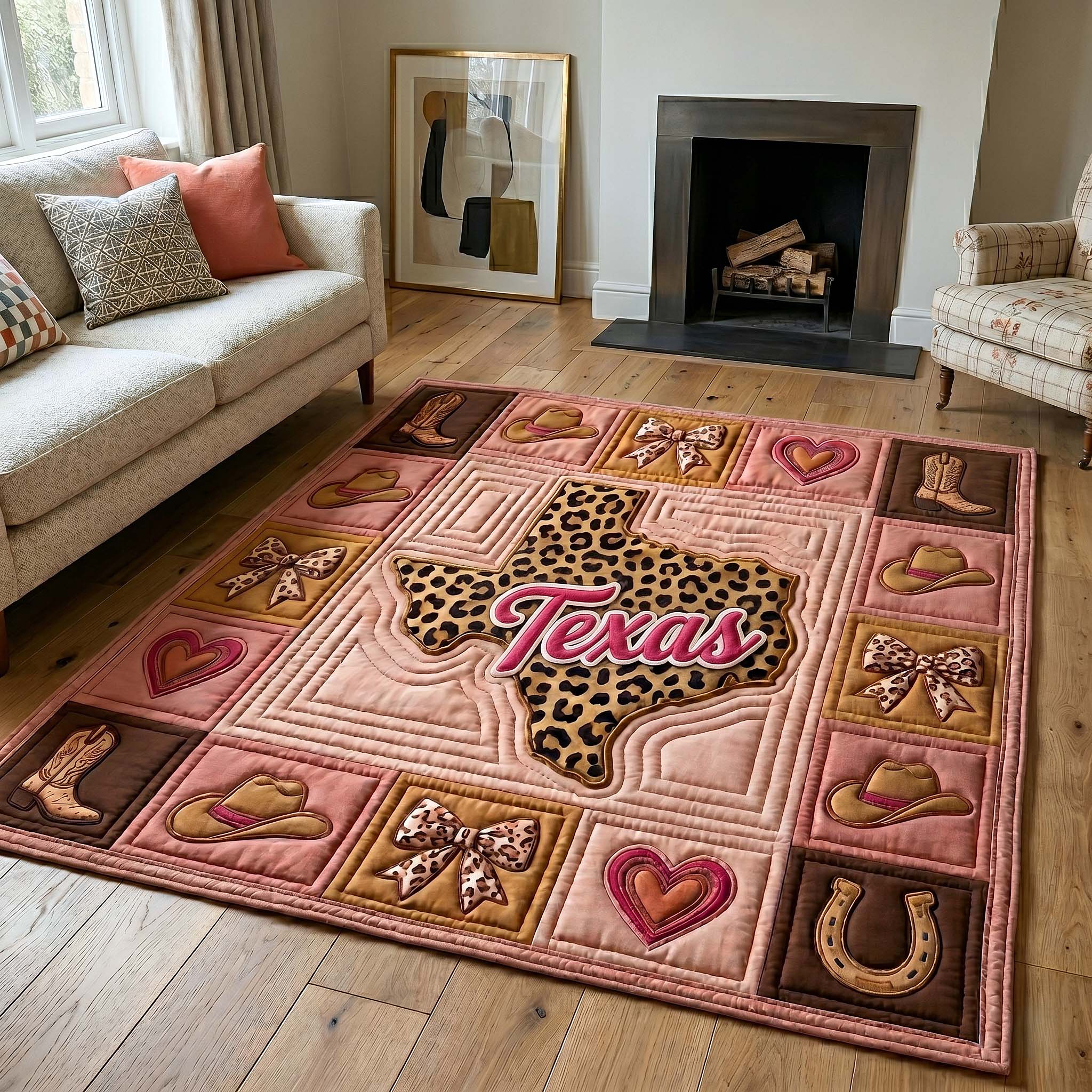 Texas Pride area rug in a living room