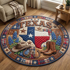 Texas Pride Round Mat Rug - washable non-slip printed rug