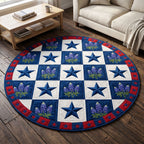 Texas Pride (Design 9) Round Mat Rug - washable non-slip printed rug